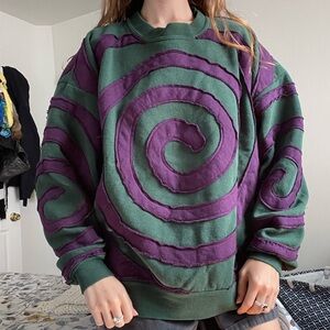 green & purple 1 of 1 handmade spiral crewneck